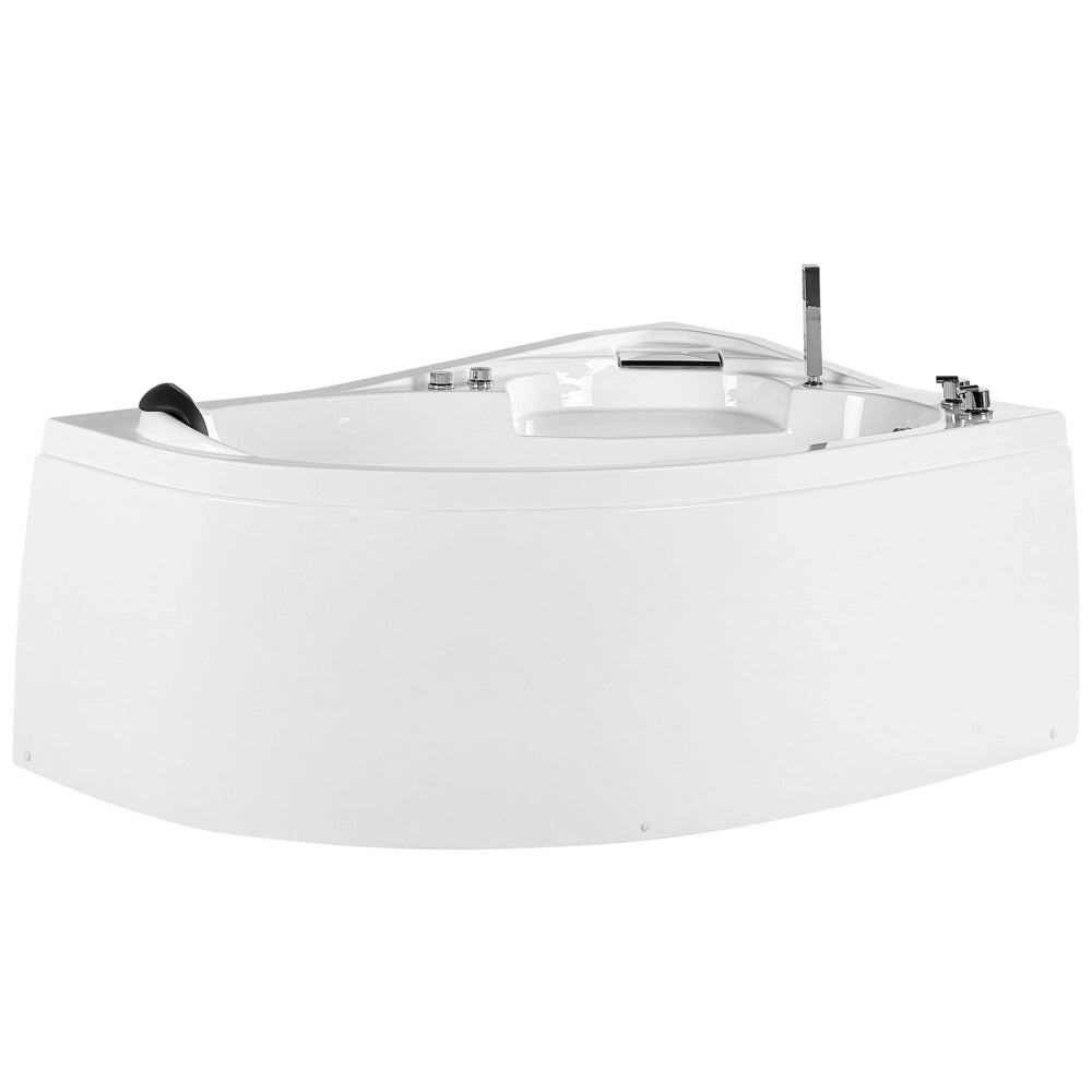 Vasca idromassaggio ad angolo versione sinistra in acrilico bianco con luci a LED Soffione doccia idromassaggio poggiatesta