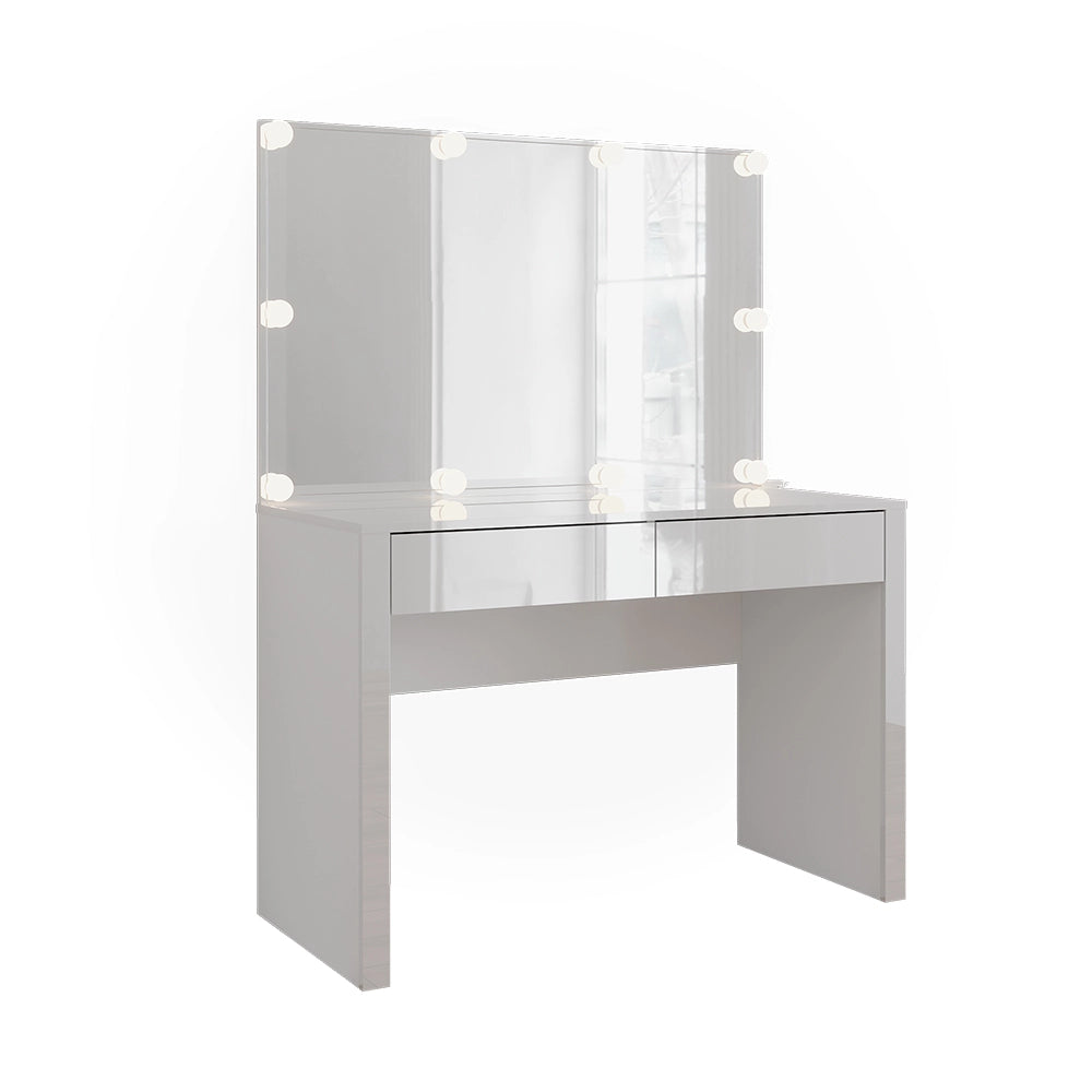 Vicco Tavolo da toilette Bianco lucido/bianco 110 cm con specchio e lampade