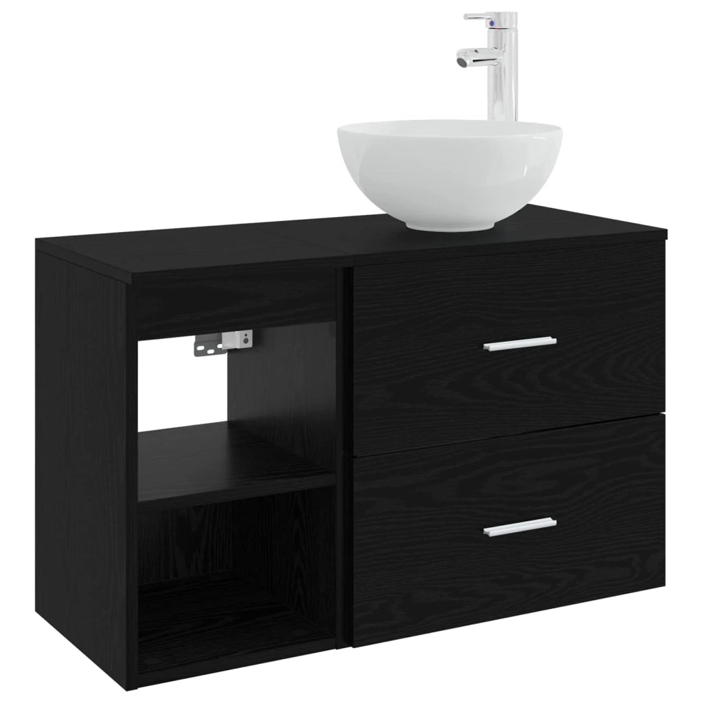 Set di mobili per il bagno 2 pcs Rovere Nero 3403873