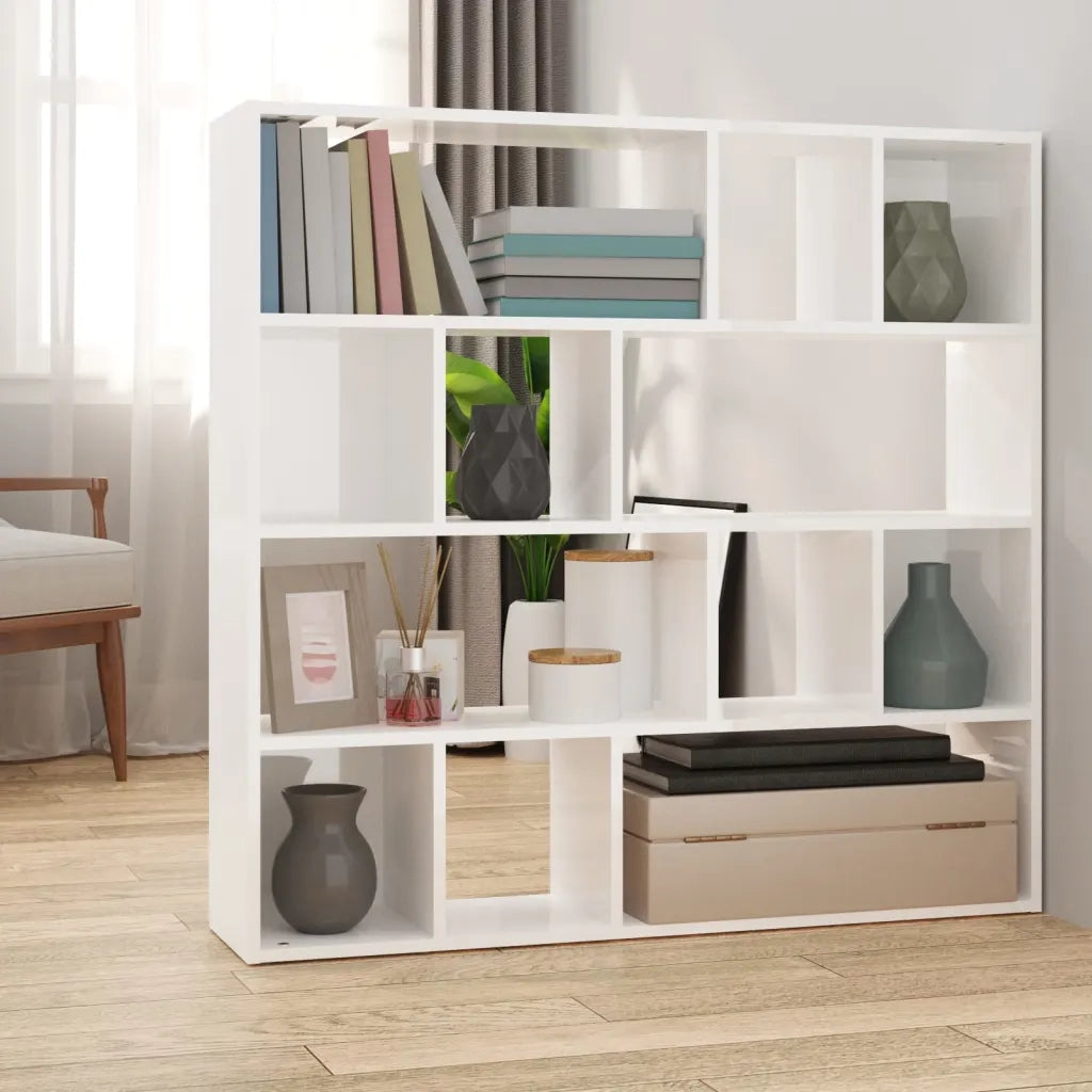 Libreria/Divisorio Ambienti | Divider per stanze | Paravento Bianco Lucido 105x24x102 cm