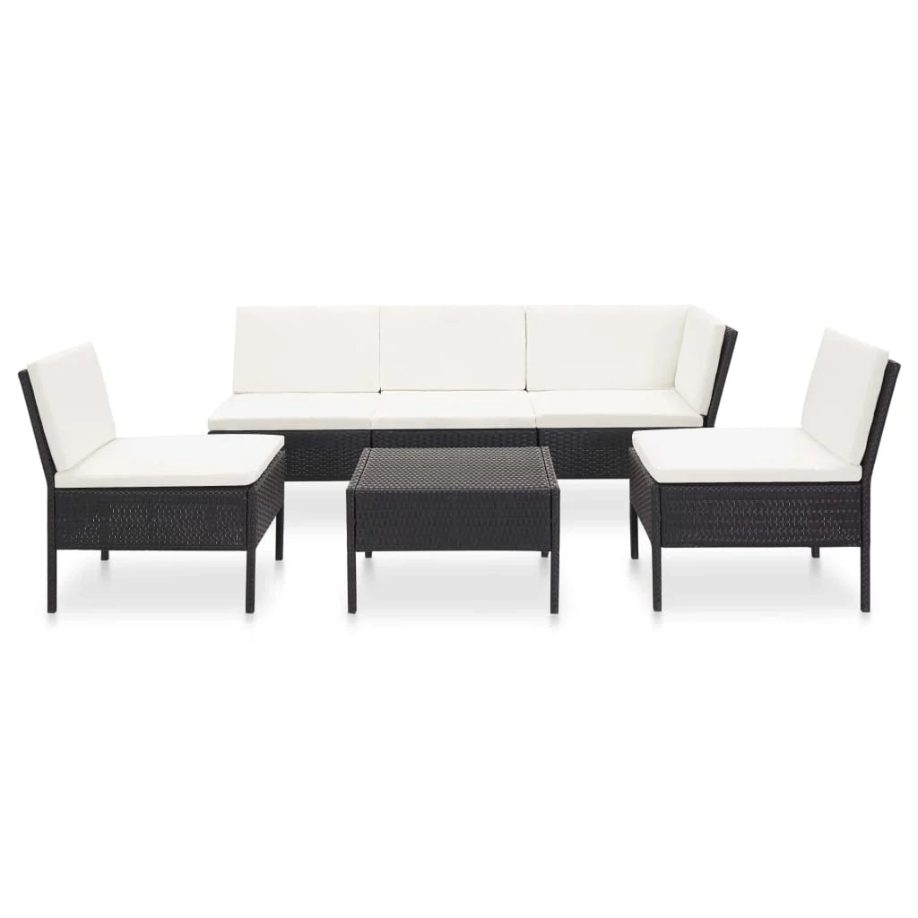 Set di mobili da giardino 6 pz con cuscini in poly rattan nero 02_0016915