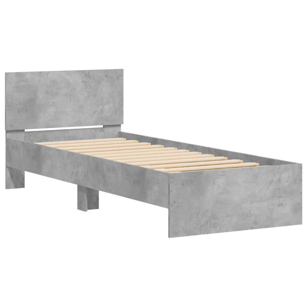 Giroletto e Testiera-Struttura letto con testiera Grigio Cemento 90x190 cm Legno Multistrato