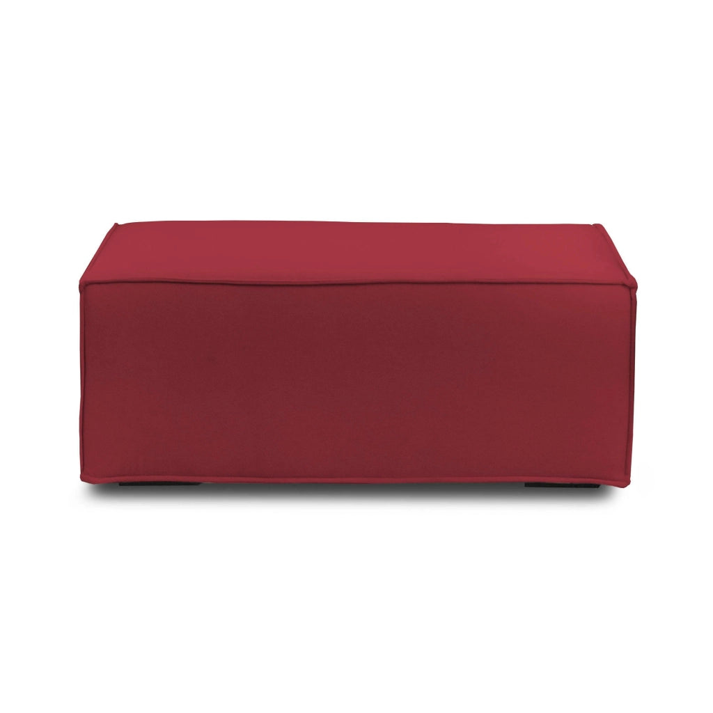 Pouf Assisi, Pouf da salotto, 100% Made in Italy, Poltroncina relax in tessuto imbottito, Cm 100x70h43, Rosso