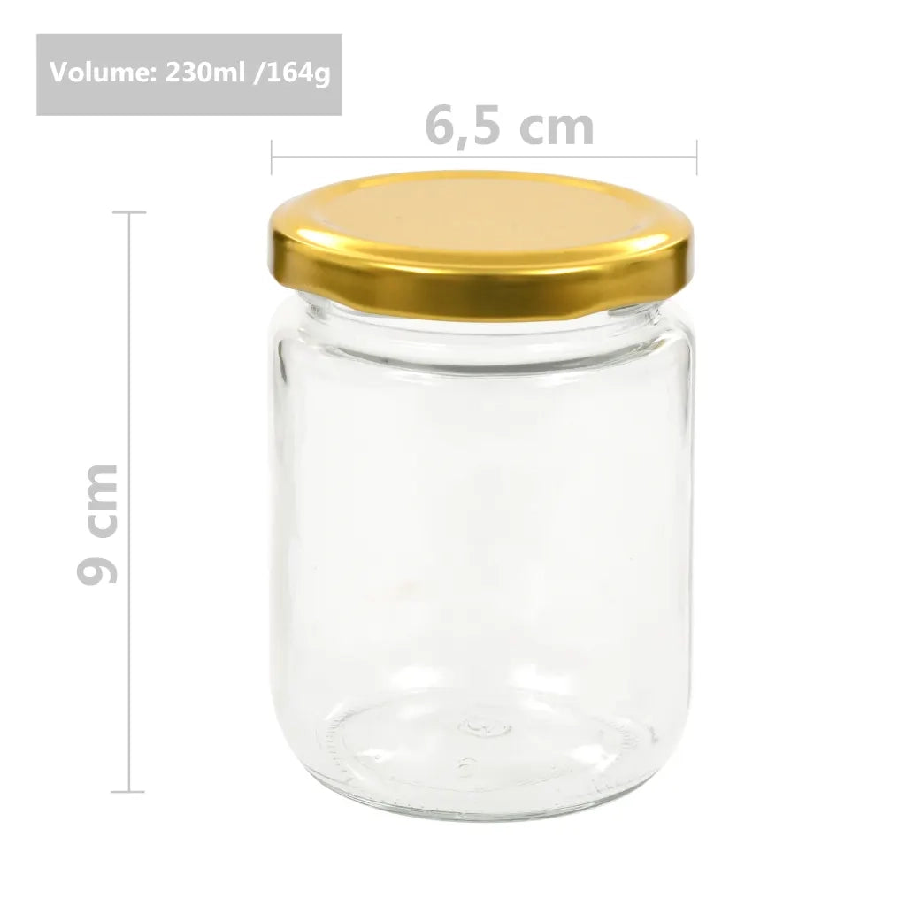 Vasi per Marmellata in Vetro Coperchio Oro 48 pz 230 ml CFW7171994