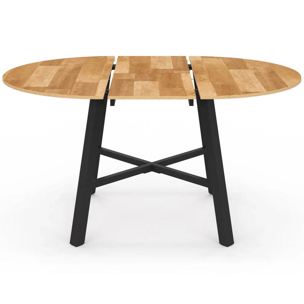 IDMarket - Tavolo da pranzo rotondo allungabile MADELEINE 4-6 persone in legno e metallo nero 110 - 150 cm