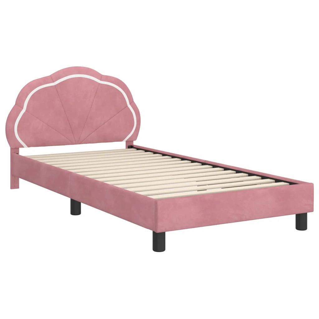 Struttura letto bambini con testata-Giroletto per bambini Rosa 90 x 190 cm Velluto 304698