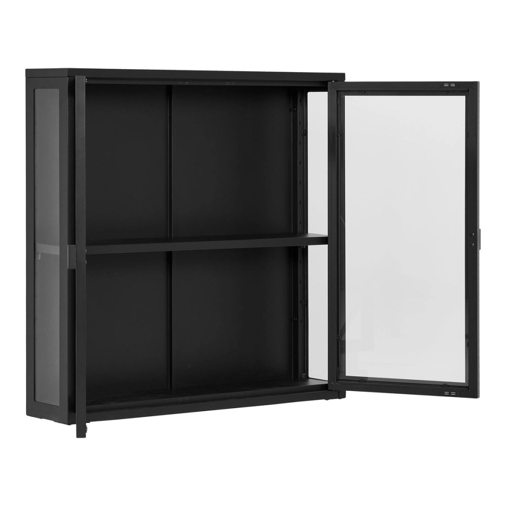 Vetrinetta Pensile Brisbane, Nero, Metallo, 18x80x80 cm