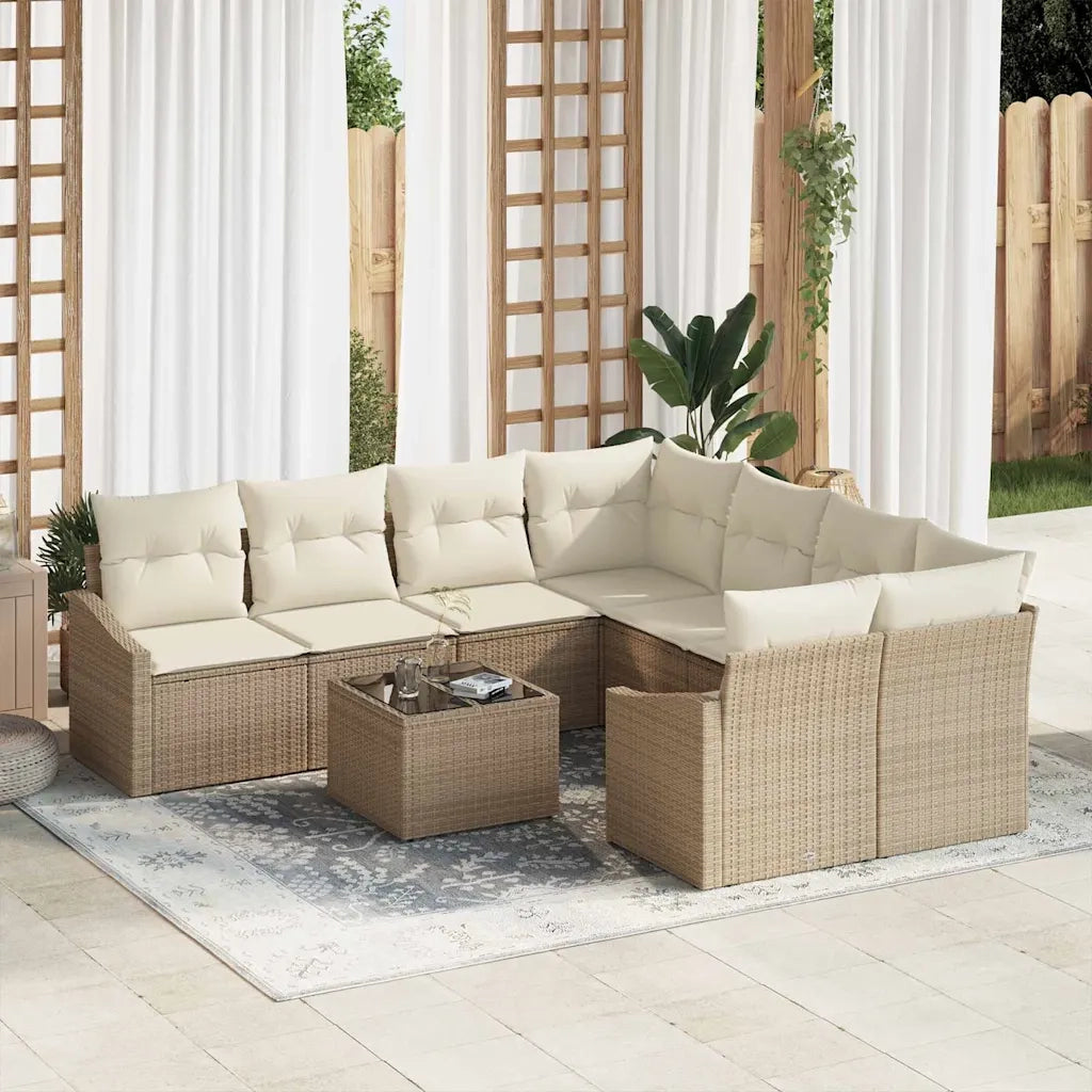 Set di divani con cuscino 9 pcs Beige e Crema polyrattan 3355330