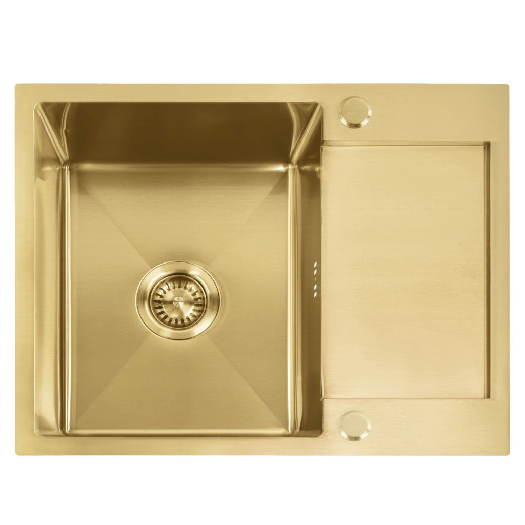 Lavello In Acciaio Paul Brush Gold con rubinetto da cucina