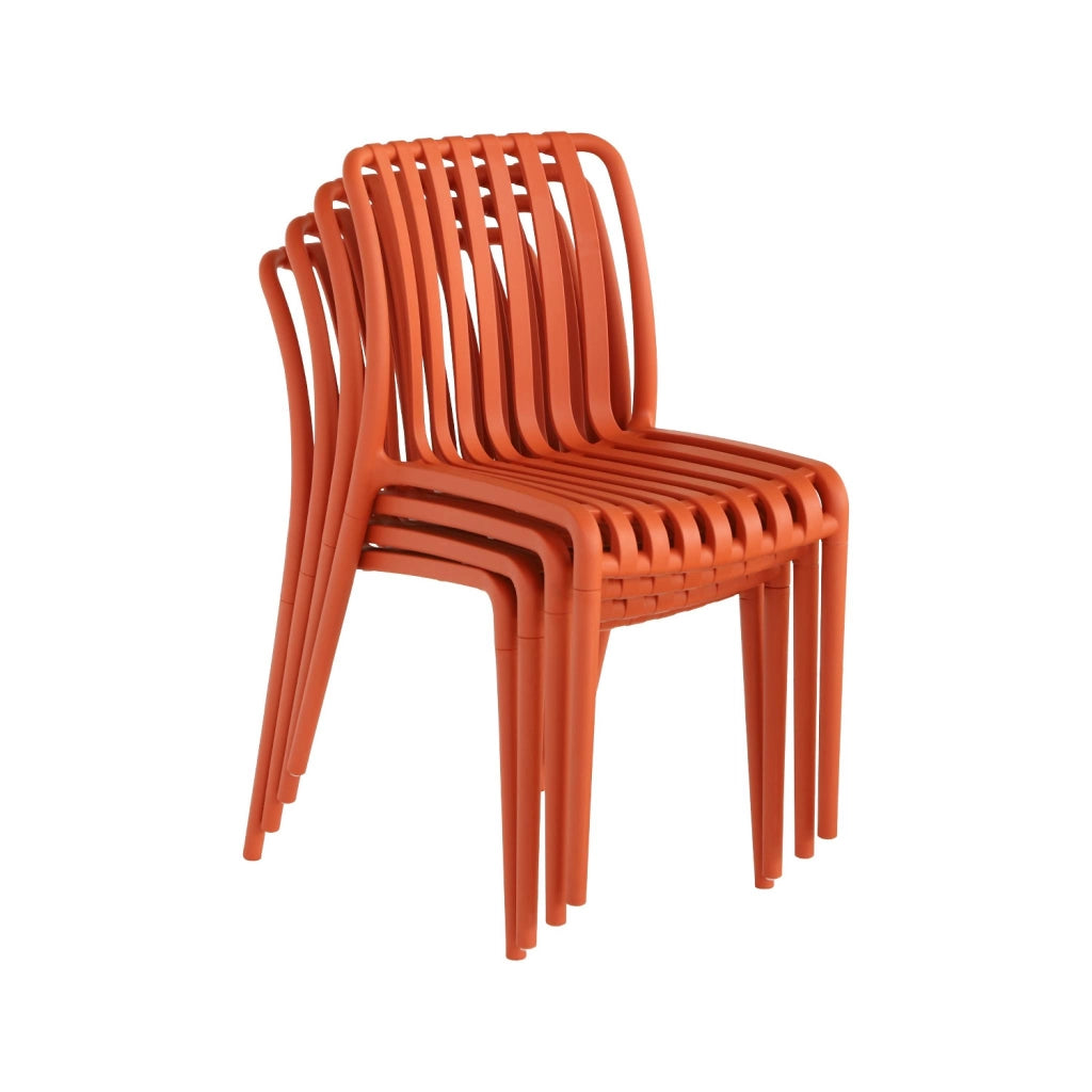 Set 4 sedie da giardino impilabili in plastica, terracotta
