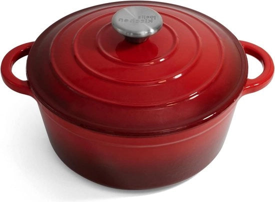 Ghiaccio geemailleato in ghisa con coperchio - anticarbonizzazione - accessori da cucina multiuso per forno e piano cottura - 28 cm - 2,7L