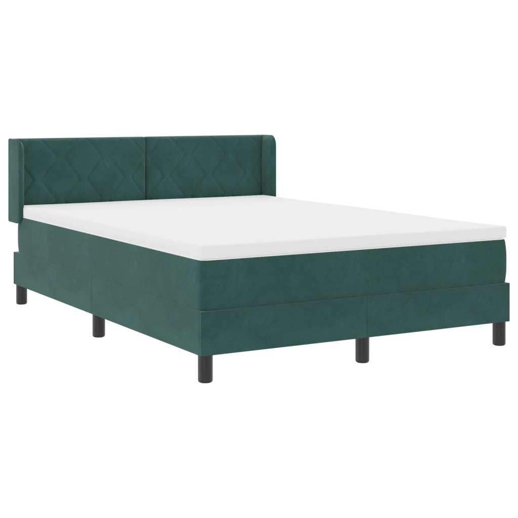 Letto Box Spring con Materasso Verde Scuro 140x200 cm Velluto