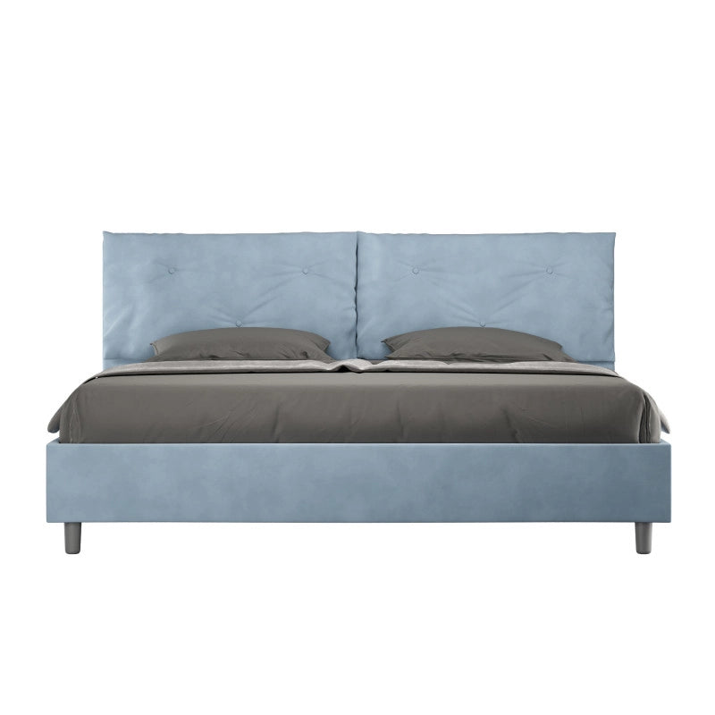 Letto imbottito Matrimoniale 190x190 cm Large - Senza rete,Microfibra,Azzurro