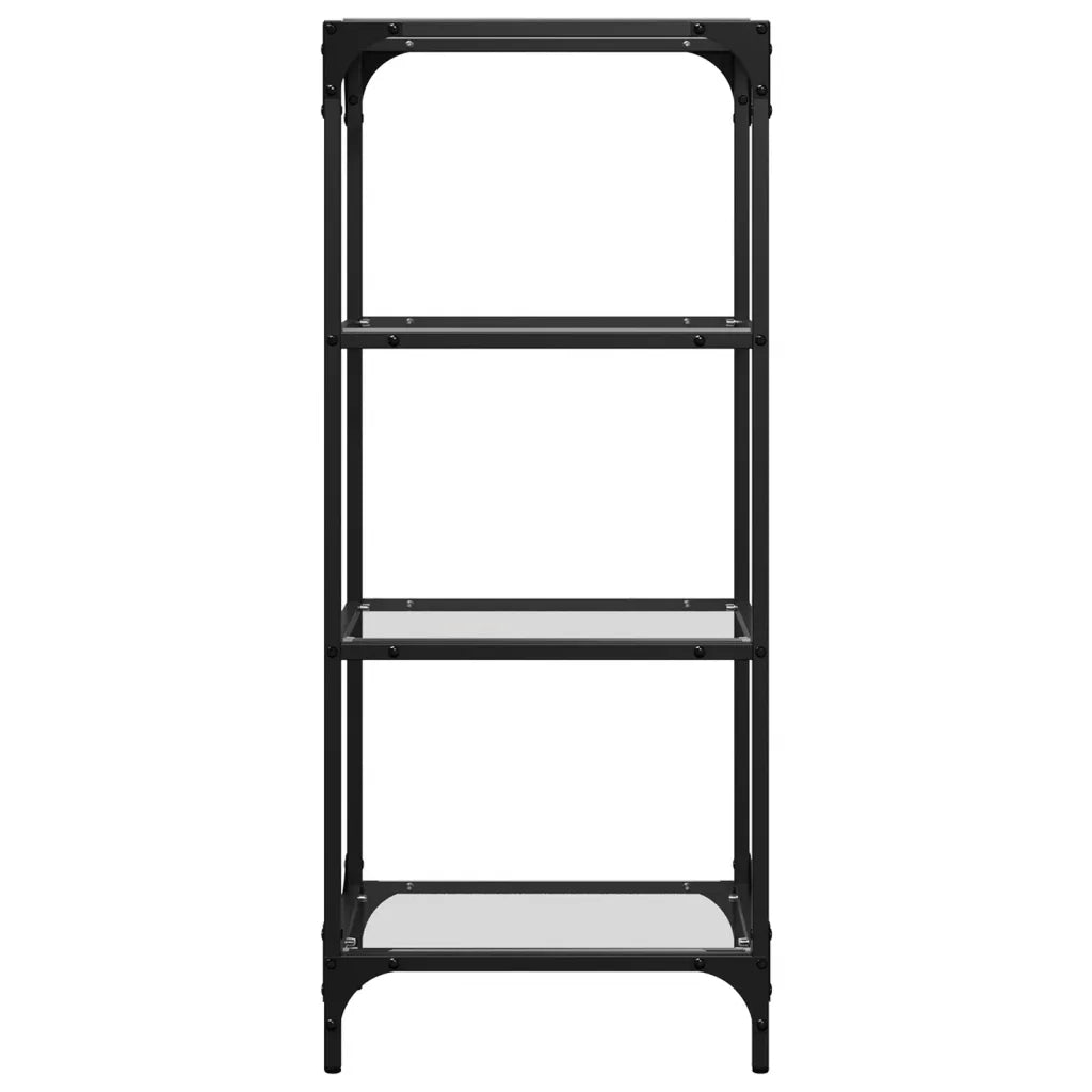 Scaffale con Piano in Vetro Trasparente 40x30x95cm in Acciaio 846038