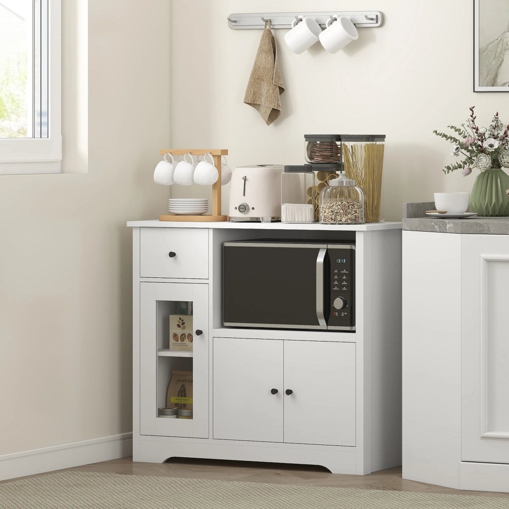 Armadio cucina con 2 ante, cassetto e vano aperto ¨C zephmum ¨C Bianco 80x35x72cm