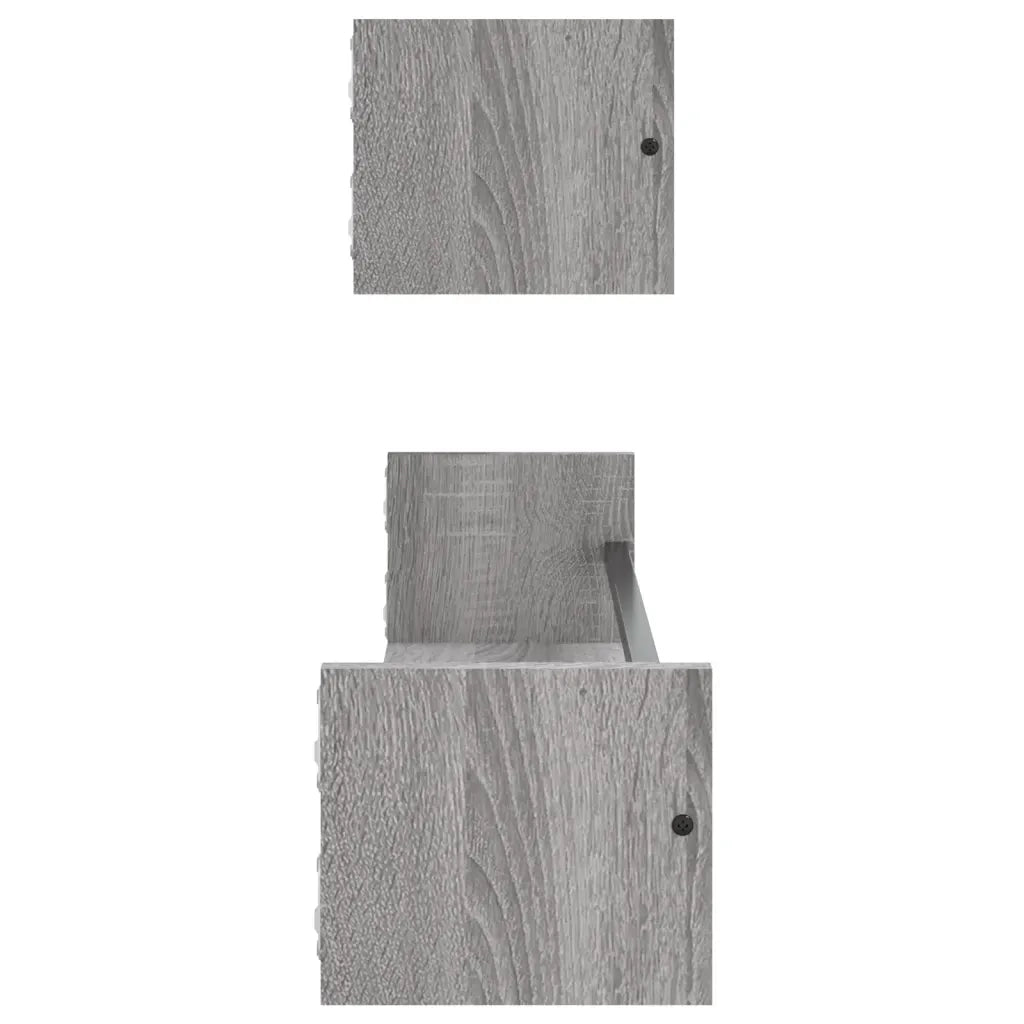 2 pz Mensole a Parete | Scaffale Parete | Ripiano a parete con Aste Grigio Sonoma 80x16x14 cm