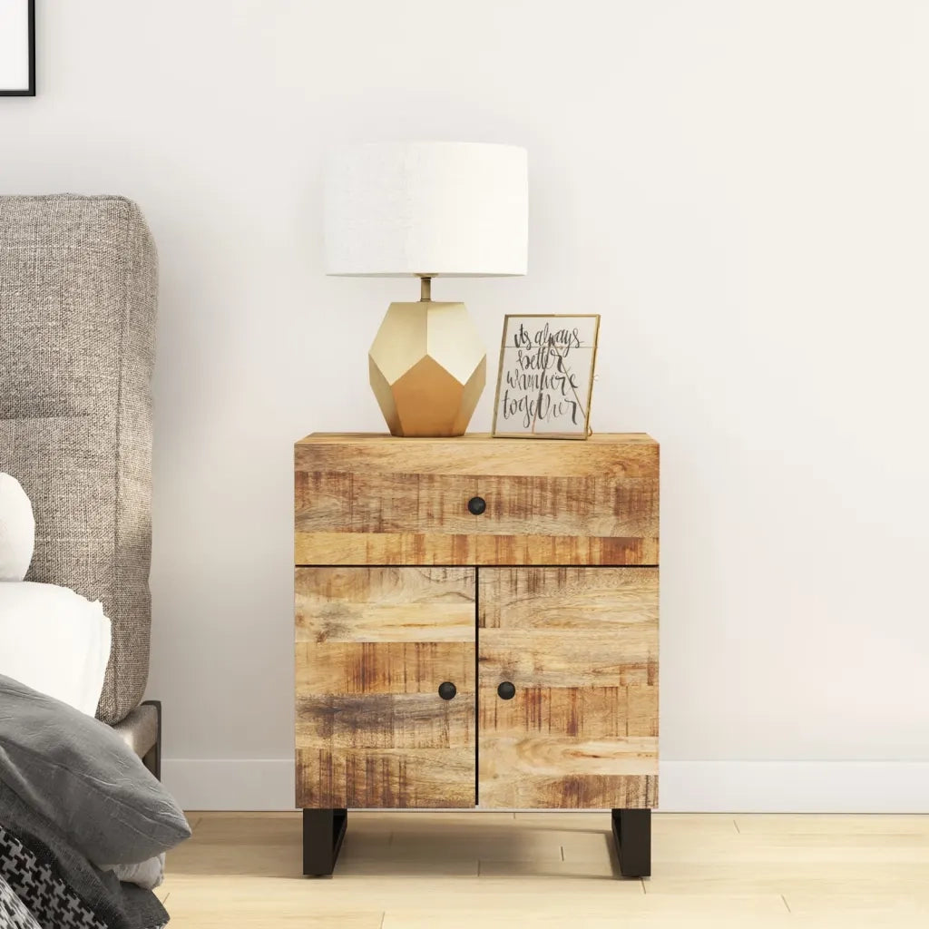 Comodino 50x33x60cm Legno Massello di Mango e Legno Multistrato cod mxl 30287