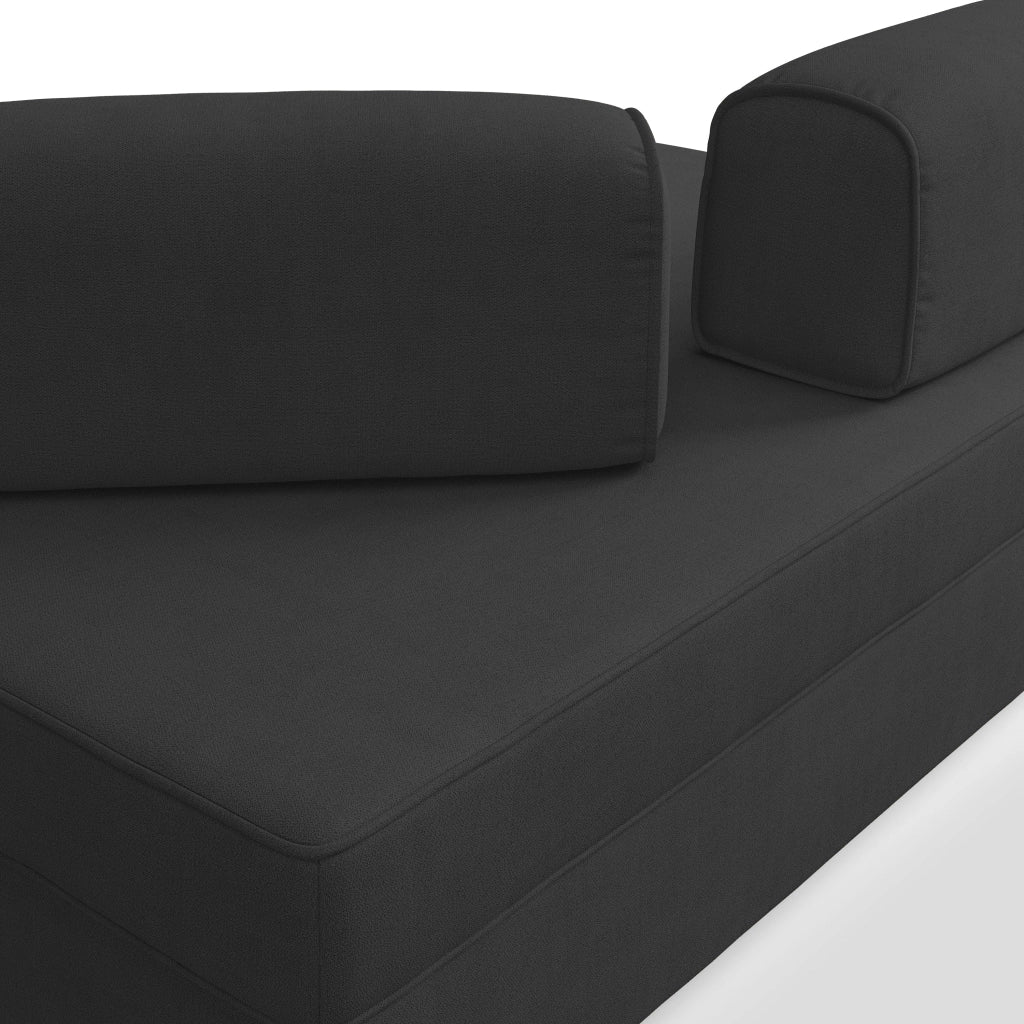 Liberty Divano con pouf estraibile e schienali movibili in tessuto morbido impermeabile T02 180 cm nero
