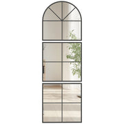 Specchio da Parete Tre Pezzi Arcuato con Cornice in Metallo ¨C Zephmum ¨C 60x2x180 cm Nero