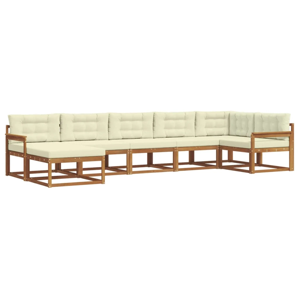 Set di divani da esterno con cuscino 7 pcs Naturale e Crema