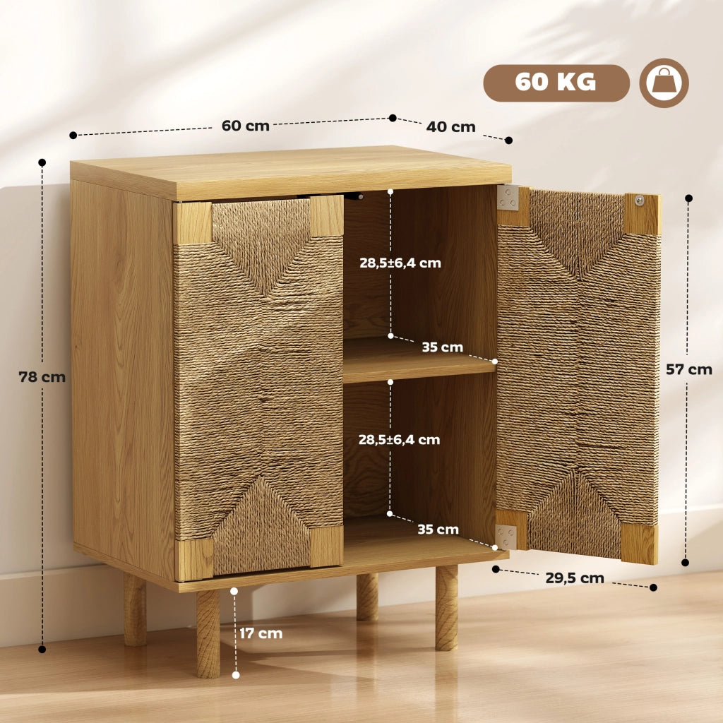 Credenza con ante scorrevoli in rovere ¨C Zephmum ¨C 60x40x78 cm
