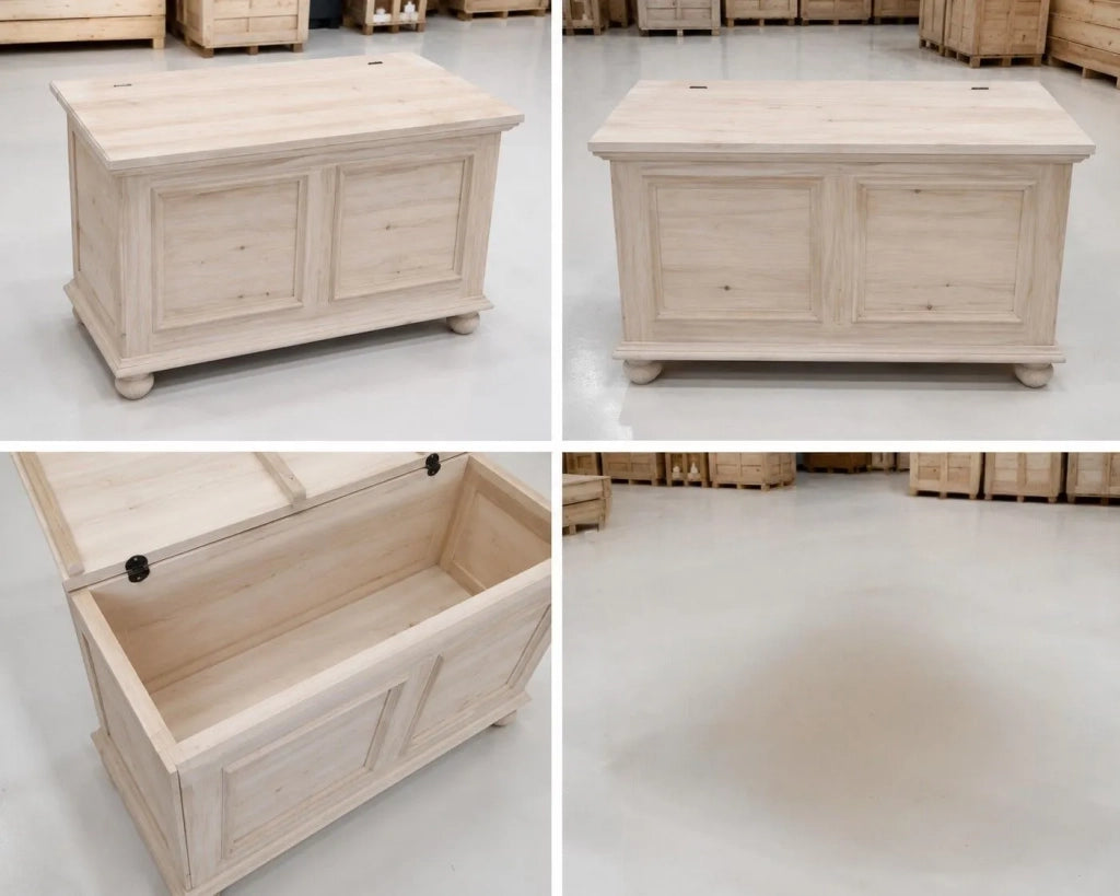 Cassapanca arte povera in legno grezza 100x44x51 - Mobili 2G
