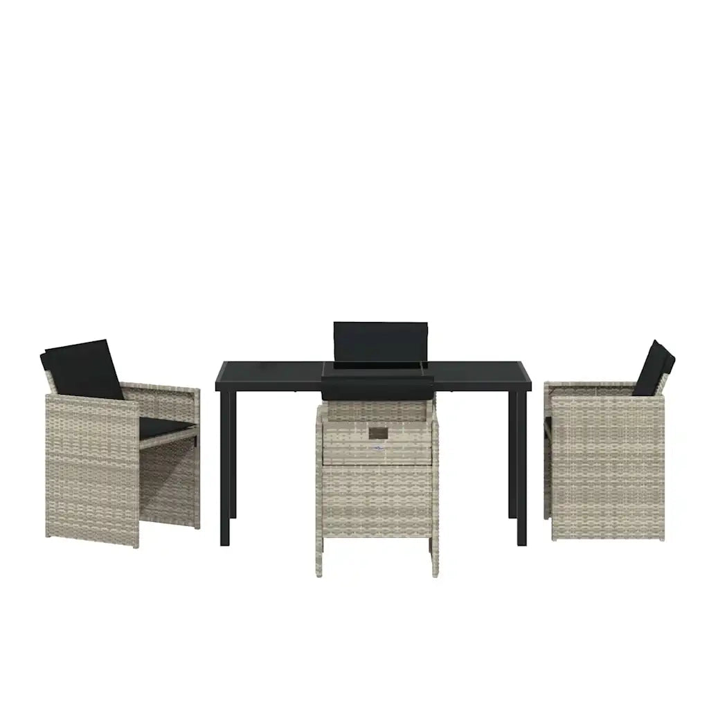Set da Pranzo per Giardino 5 pz | Set Salotto da Giardino Grigio chiaro polyrattan