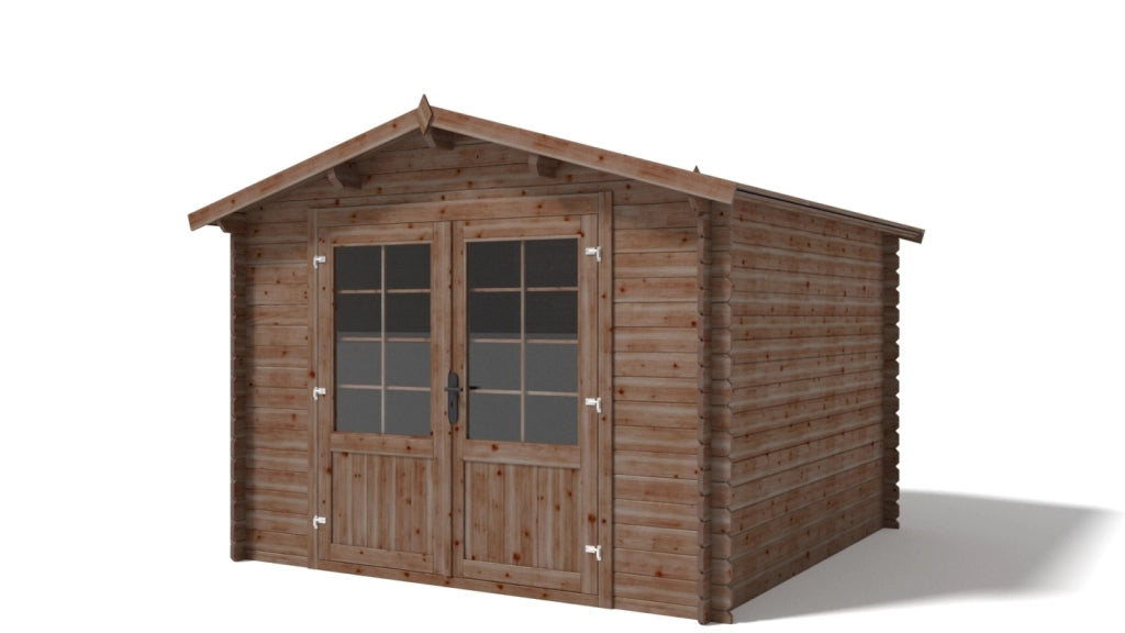 Casetta da giardino in legno - 9m2 - 3x3m - impregnata - 28mm - colore: marrone - DOM427 - ALTANKA