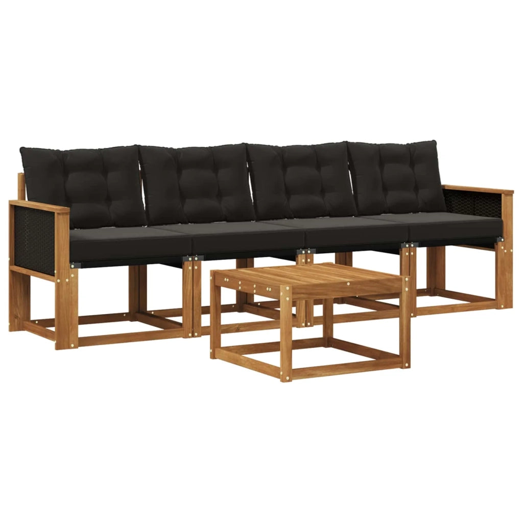 Set di divani da esterno 5 pz Naturale e Nero 3381752