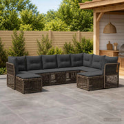 Set Divano da Giardino 9 pz Grigio polyrattan 3434441