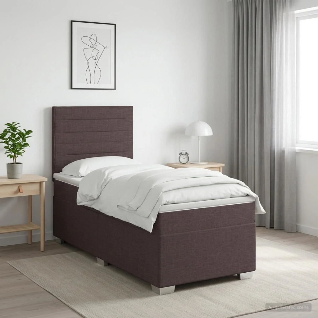 Letto box spring con materasso Marrone Scuro 100 x 200 cm 3454799