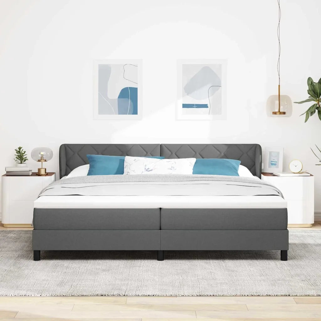 Letto a molle con materasso Grigio scuro 200 x 200 cm Tessuto 3340109