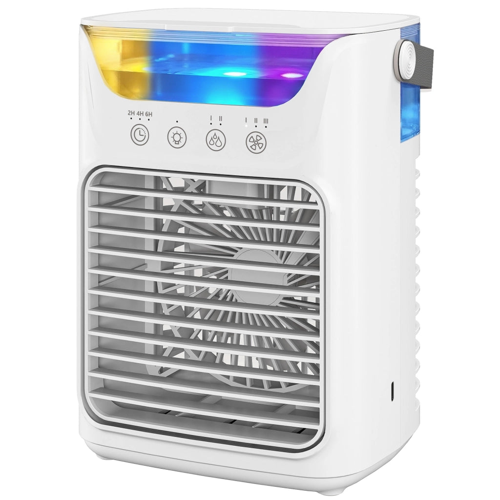 Ventilatore da Tavolo con 3 Velocit¨¤, Luce RGB e Testa Regolabile ¨C Zephmum ¨C Bianco