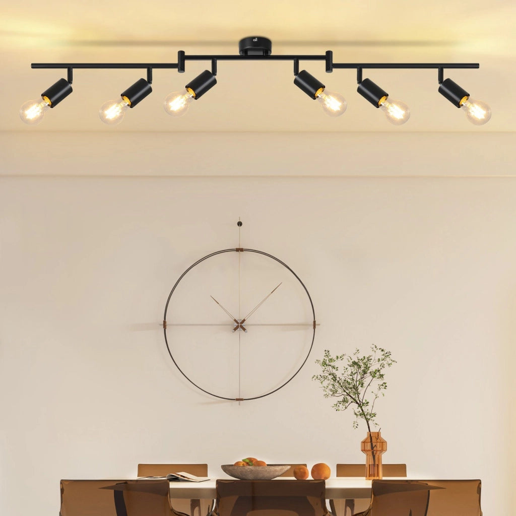ZMH Faretto da soffitto nero - Lampada da soffitto con faretti E27 orientabili a 350° per camera da letto vintage