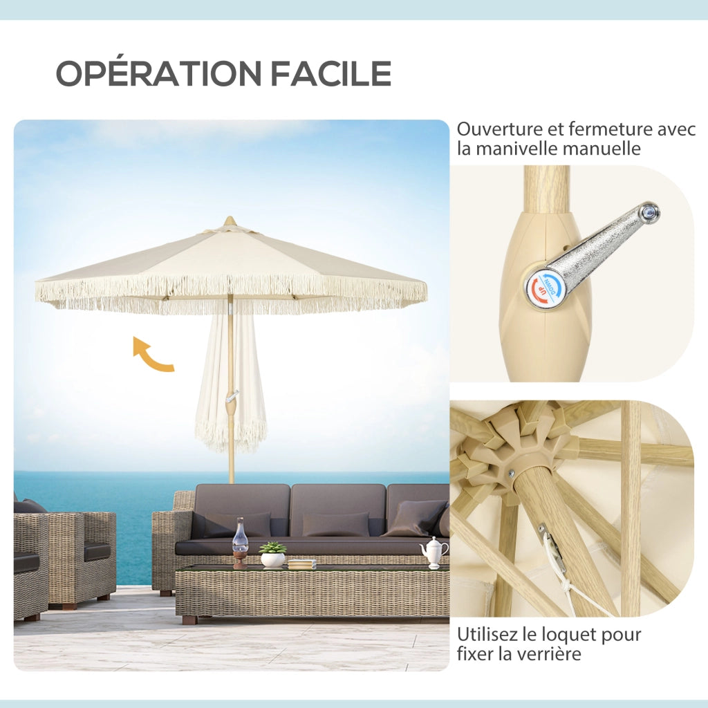 Parasole da giardino inclinabile con manovella ¨C zephmum ¨C crema ?265x244 cm