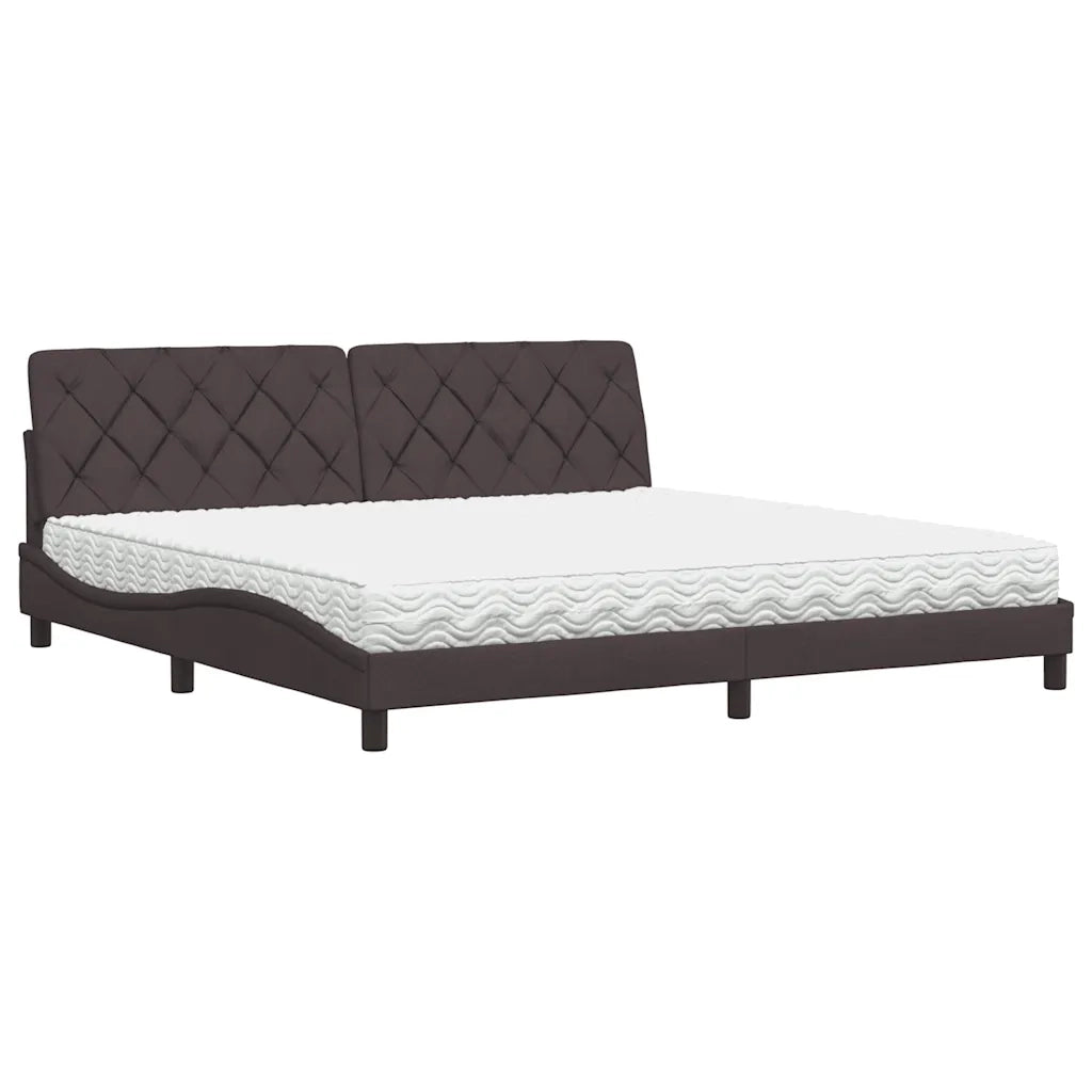 Letto con Materasso Marrone Scuro 200x200 cm in Tessuto