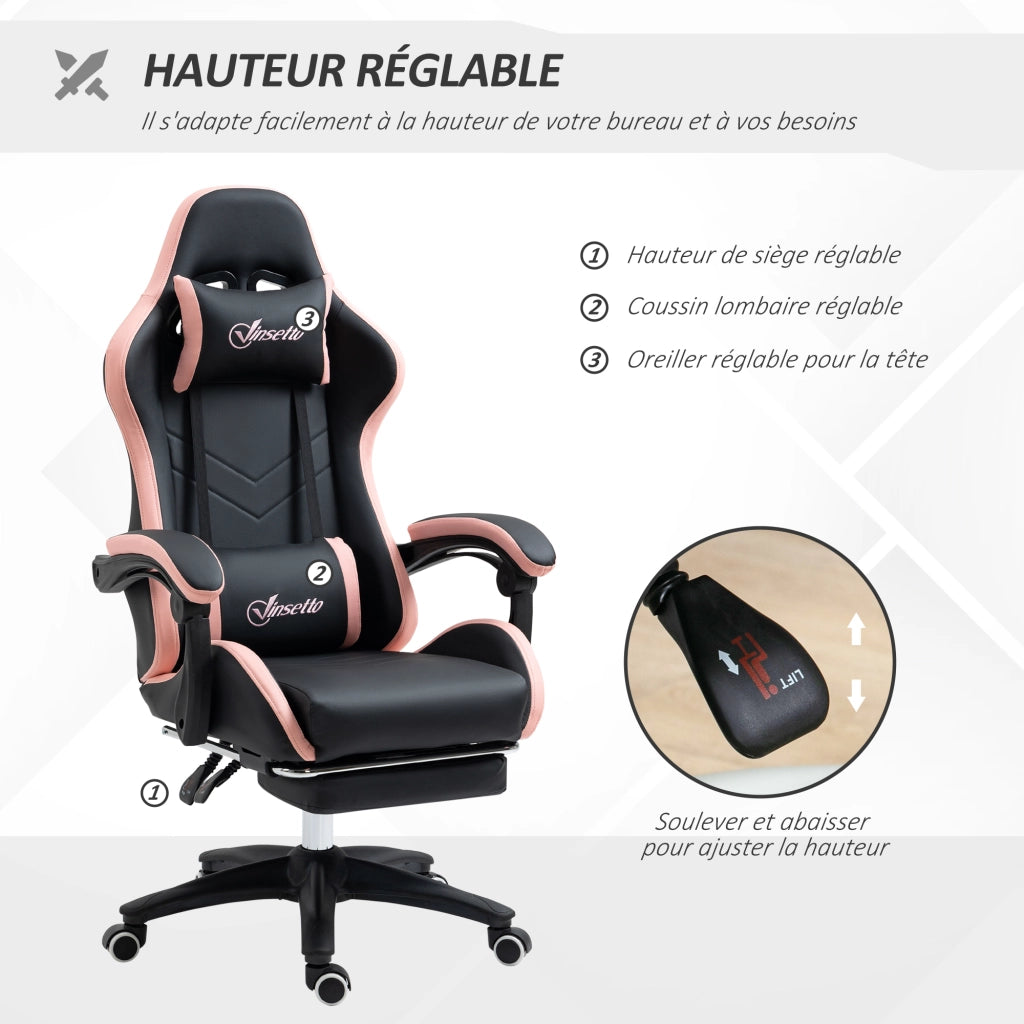 Poltrona da gaming ergonomica ¨C zephmum ¨C rosa 65x65x121-129 cm