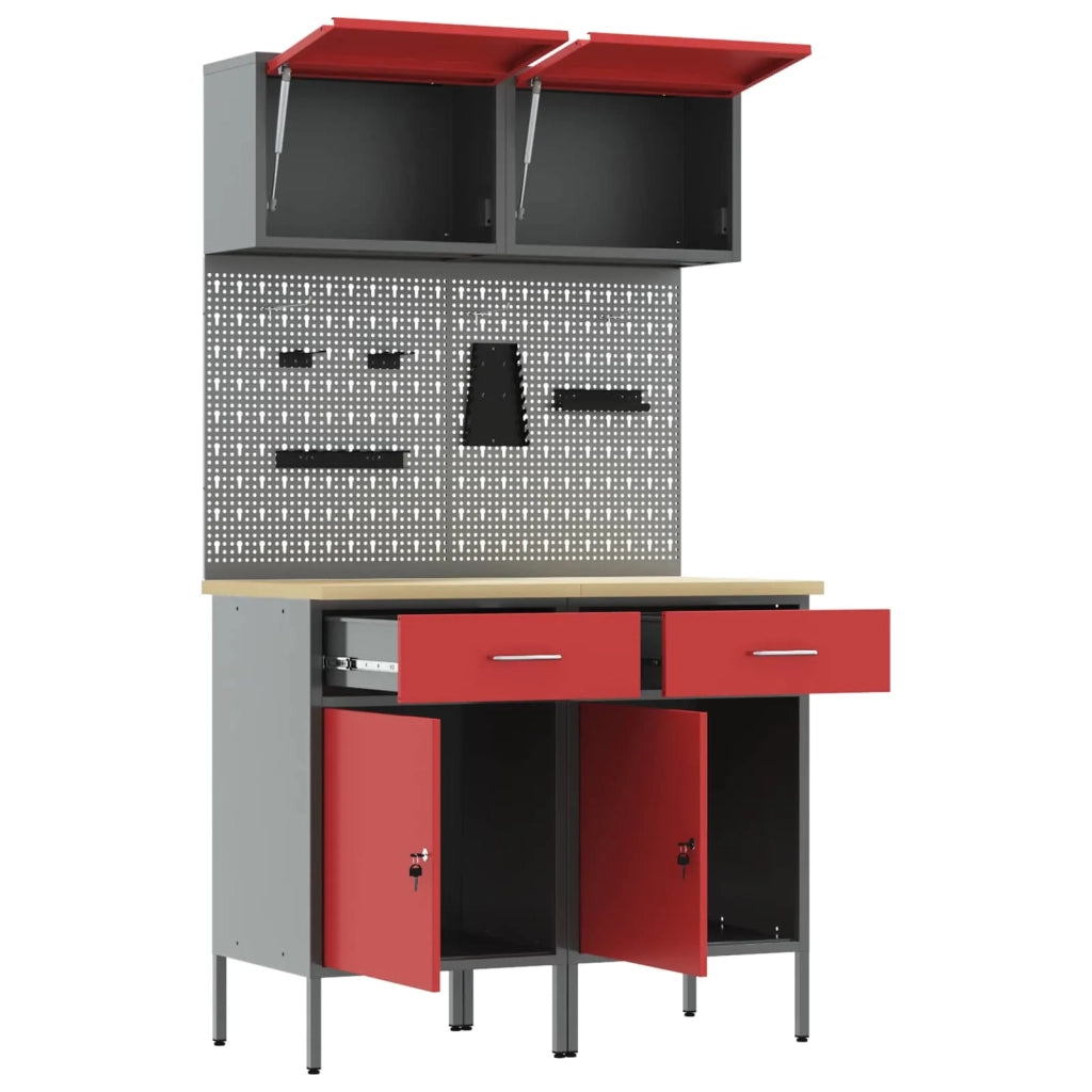 Set di mobili da lavoro con cassetto con blocco 6 pcs Rosso 3321419