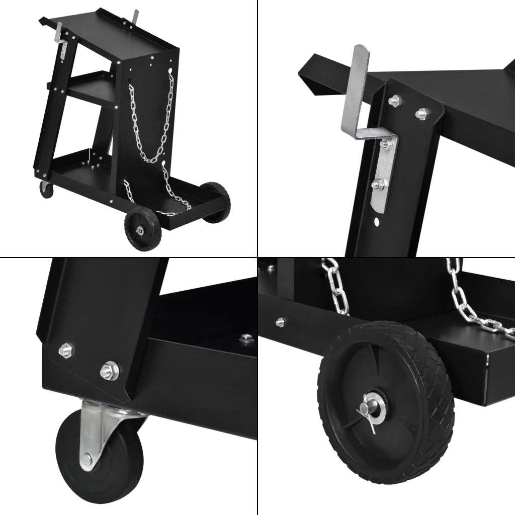 Carrello Porta Saldatrice con 3 Ripiani e Portabombola in Acciaio pro.tec.