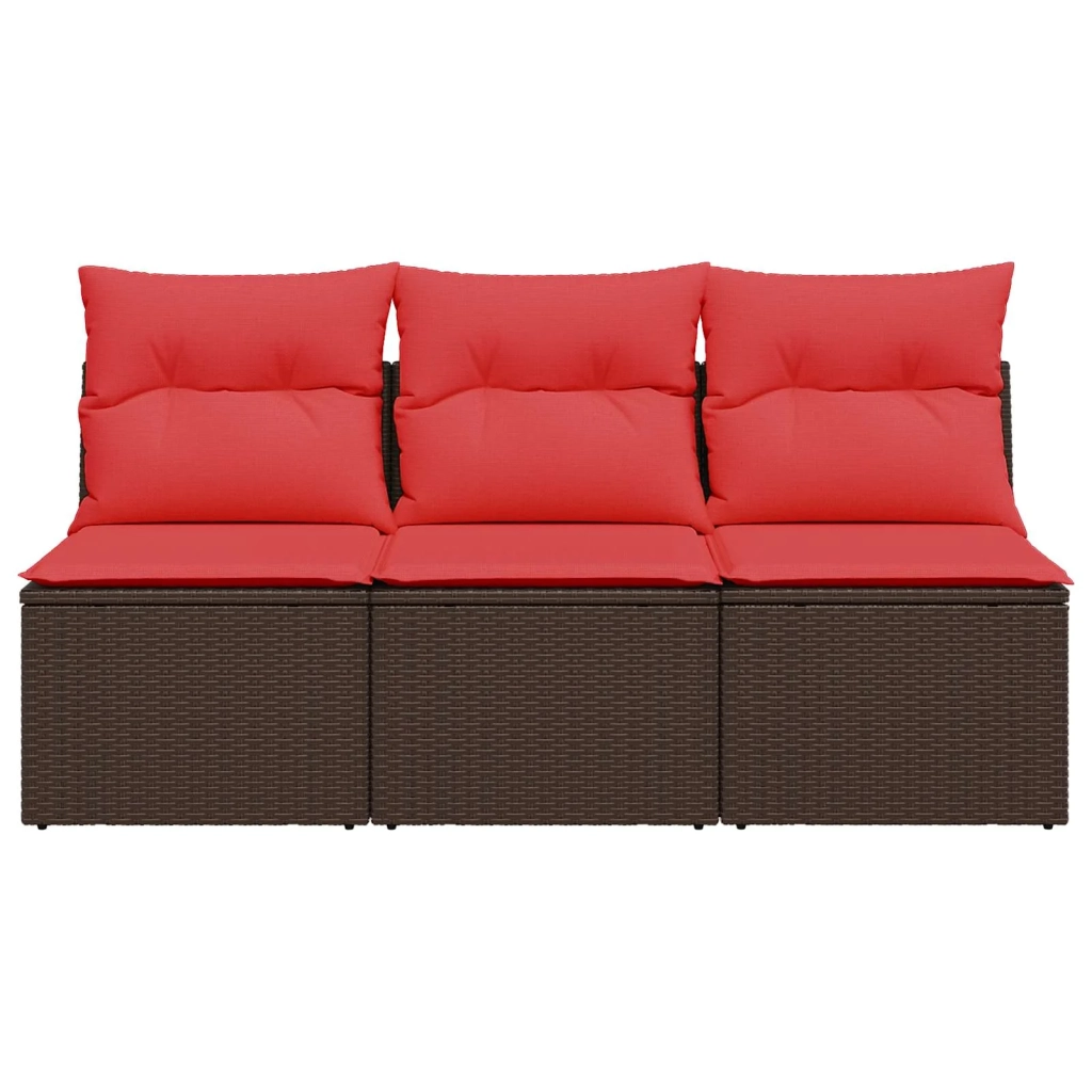 Divano da giardino con cuscini a 3 Posti-Sofa da Giardino-Divano da esterno marrone in polyrattan 169842