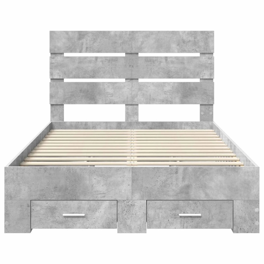 Struttura del letto con cassetto Grigio cemento 135 x 190 cm