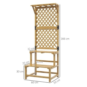 Portafiori in legno a 2 livelli con griglia posteriore, 60 x 50 x 166 cm, giallo