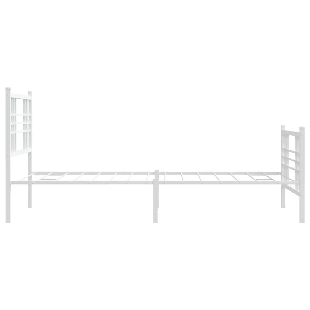 Letto singolo | Letto per adulti | Giroletto con Testiera e Pediera Metallo Bianco 90x190 cm