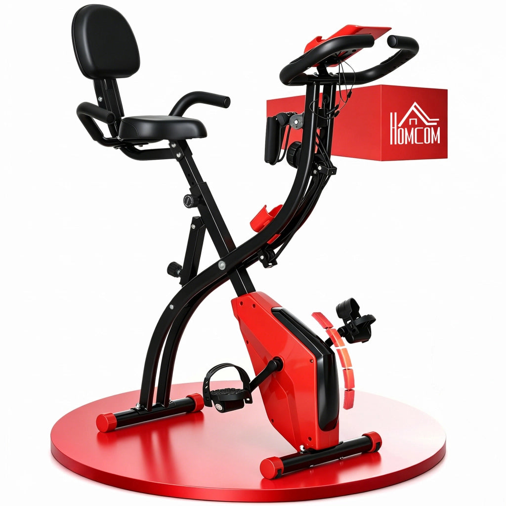 Cyclette Pieghevole 2 in 1 ¨C Xylo ¨C Resistenza Magnetica 8 Livelli, Sensore Cardiaco, Rosso