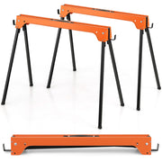 Set di 2 cavalletti metallici pieghevoli 92 x 48 x 74 cm portata max 600 kg con ganci removibili in arancione 20_0017829