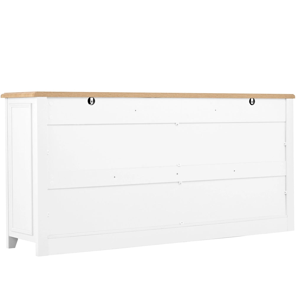 Sideboard moderno con 3 cassetti e 4 ante 160x35x76 cm in MDF bianco