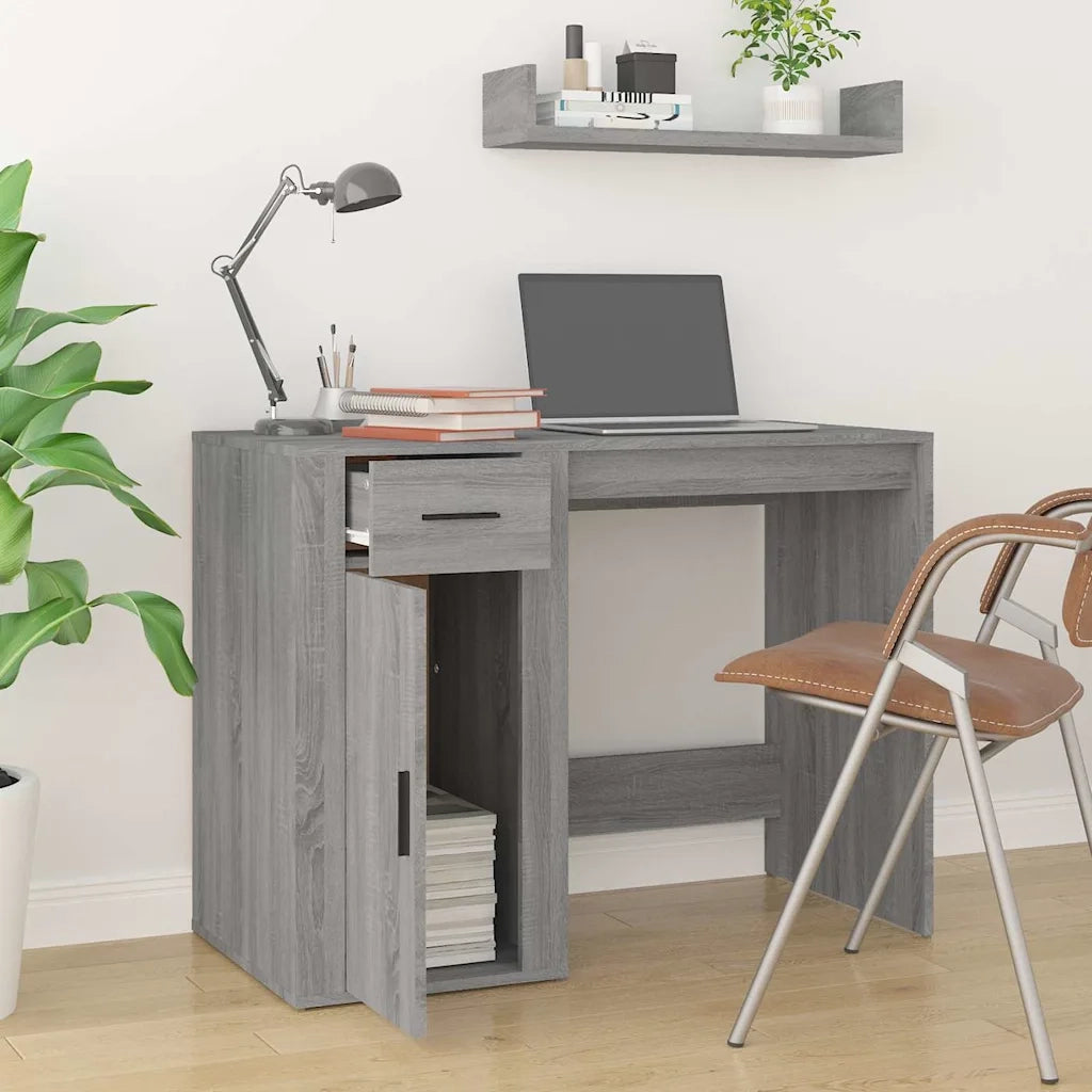 Scrivania | Tavolo da Ufficio Grigio Sonoma 100x49x75 cm in Legno Multistrato