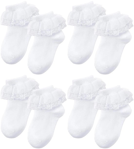 Calze a Compressione per Bambini - 4 Paia - Tela di Cotone Sovraccosto - Adatti per Bambini di 4-8 Anni - Buona Permeabilità Aerea - Sensazione di Comodità durante il Portamento - Calze per Balletto