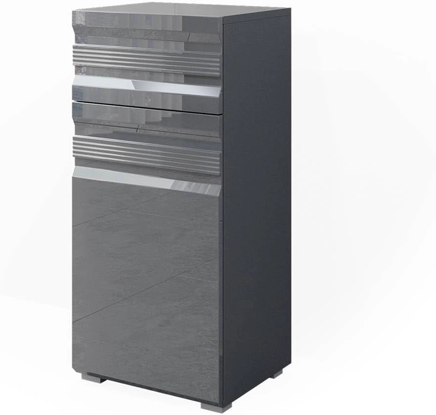 Mobiletto bagno Fredd, Antracite lucido, 36.4 x 79 cm, a parete con due ripiani interni regolabili