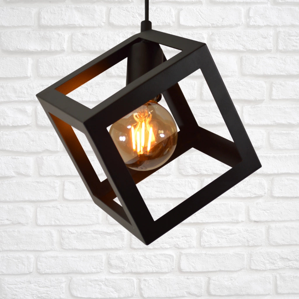 Lampada a sospensione Polux Sweden nera E27 in metallo